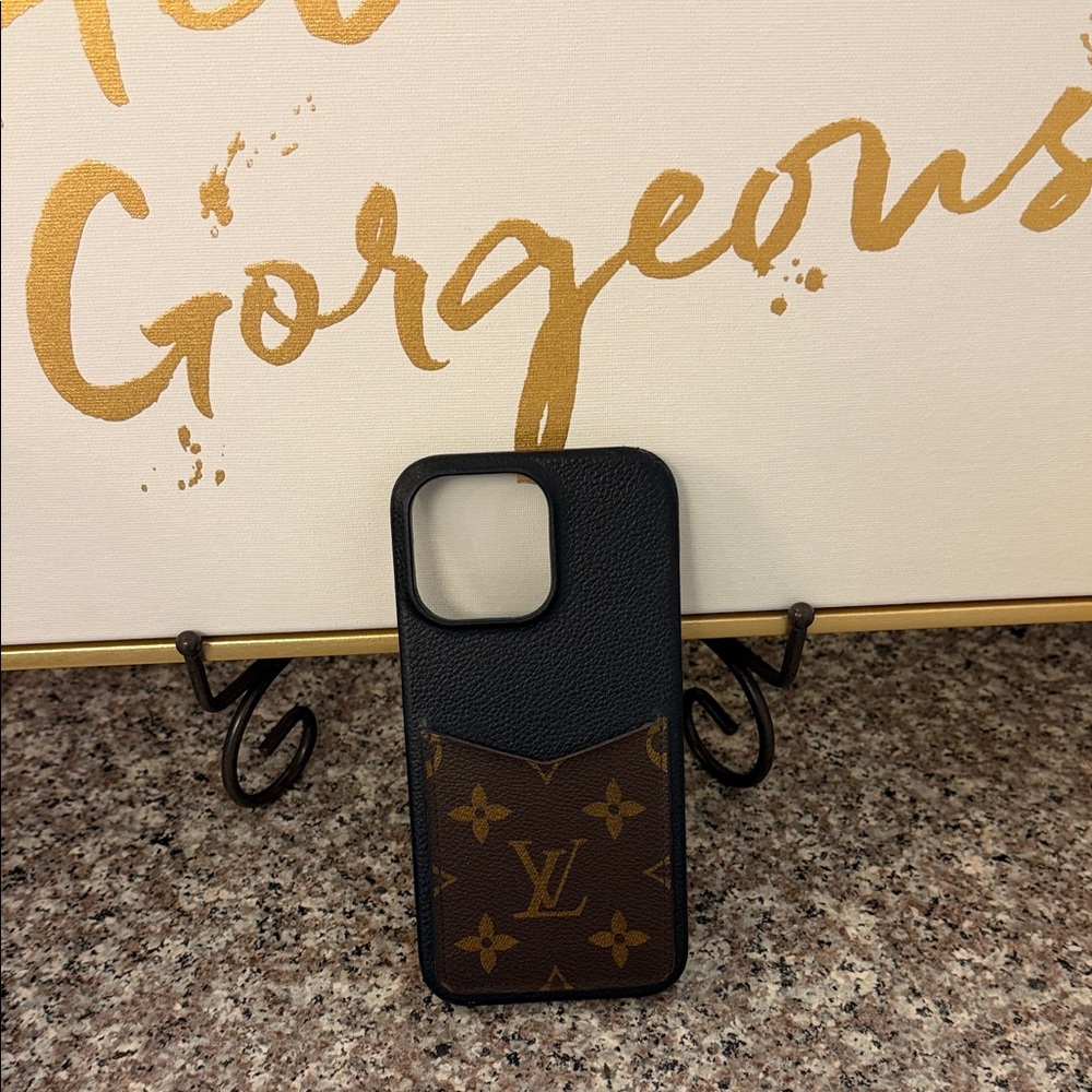 Authentic Louis Vuitton Monogram Black and Brown iPhone 14 Case